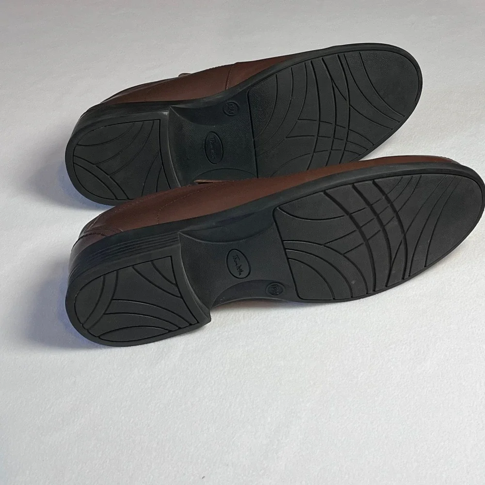 Thom McAn Mens Lanzo Brown Leather Slip On Loafers Dress Shoes 20329 Size 13